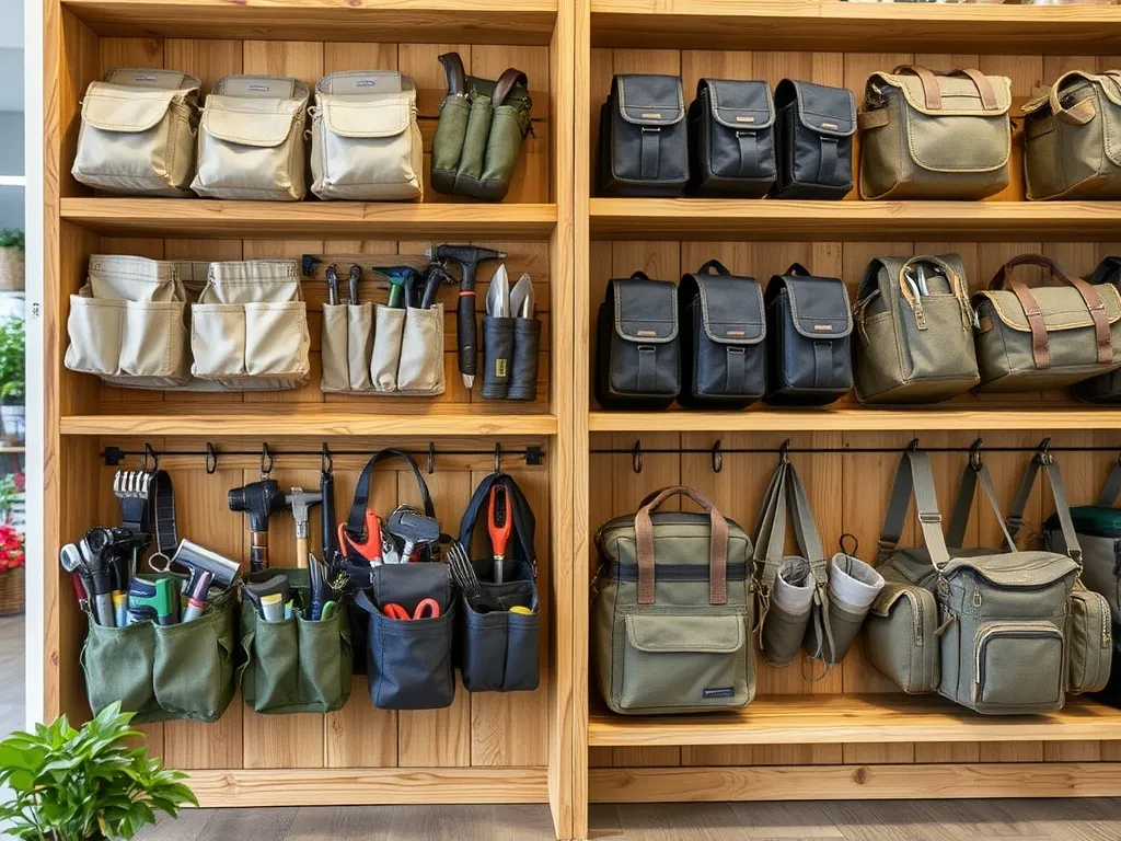 Cardboard box packed with a new canvas apron